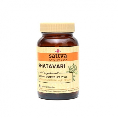SATTVA AYURVEDA Suplement z organiczną rośliną SHATAVARI 60 kapsułek